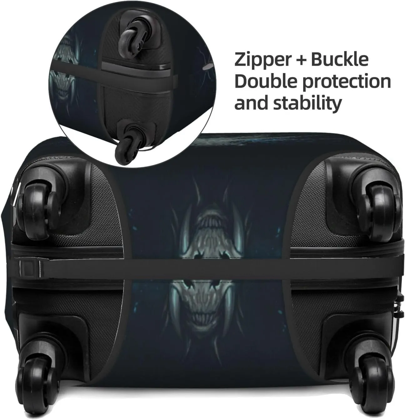 Travel Luggage Cover Suitcase Elastic Washable Stretch Dark Dragon Head Suitcase Protector Bag,Anti-Scratch Dust-Proof With Zipper Closure Baggage Covers For Wheeled Suitcase Kid Adult