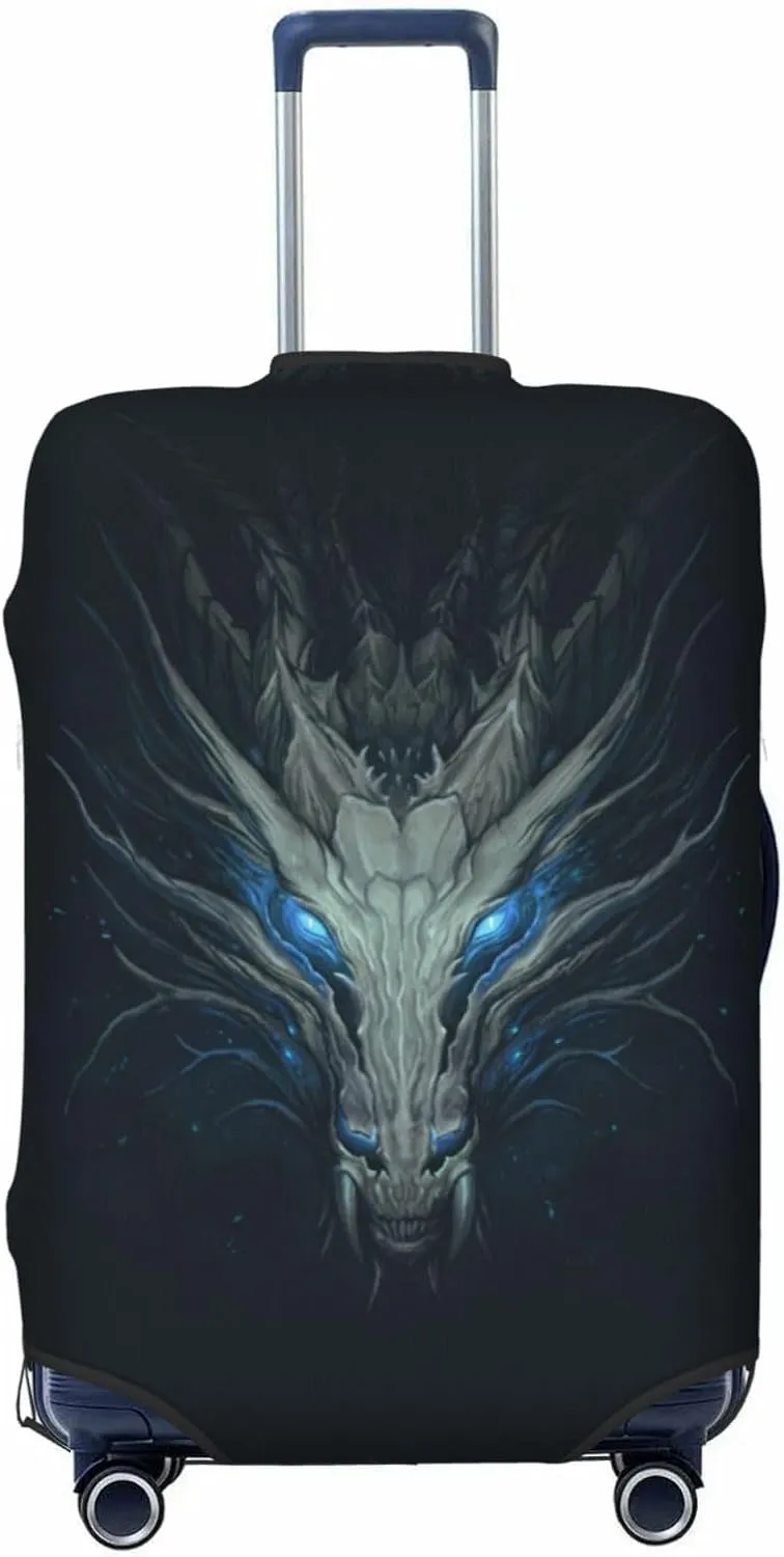 Travel Luggage Cover Suitcase Elastic Washable Stretch Dark Dragon Head Suitcase Protector Bag,Anti-Scratch Dust-Proof With Zipper Closure Baggage Covers For Wheeled Suitcase Kid Adult
