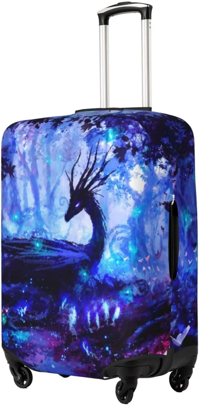 Travel Luggage Cover Suitcase Elastic Washable Stretch Dragon Suitcase Protector Bag,Anti-Scratch Spandex With Zipper Closure Baggage Covers For Wheeled Suitcase Kid Adult
