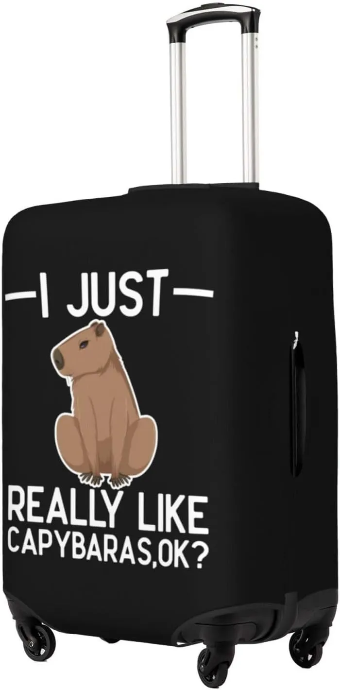 Travel Luggage Cover Suitcase Elastic Washable Stretch I Just Really Like Capybaras Suitcase Protector Bag,Anti-Scratch Dust-Proof With Zipper Closure Baggage Covers For Wheeled Suitcase Kid Adult