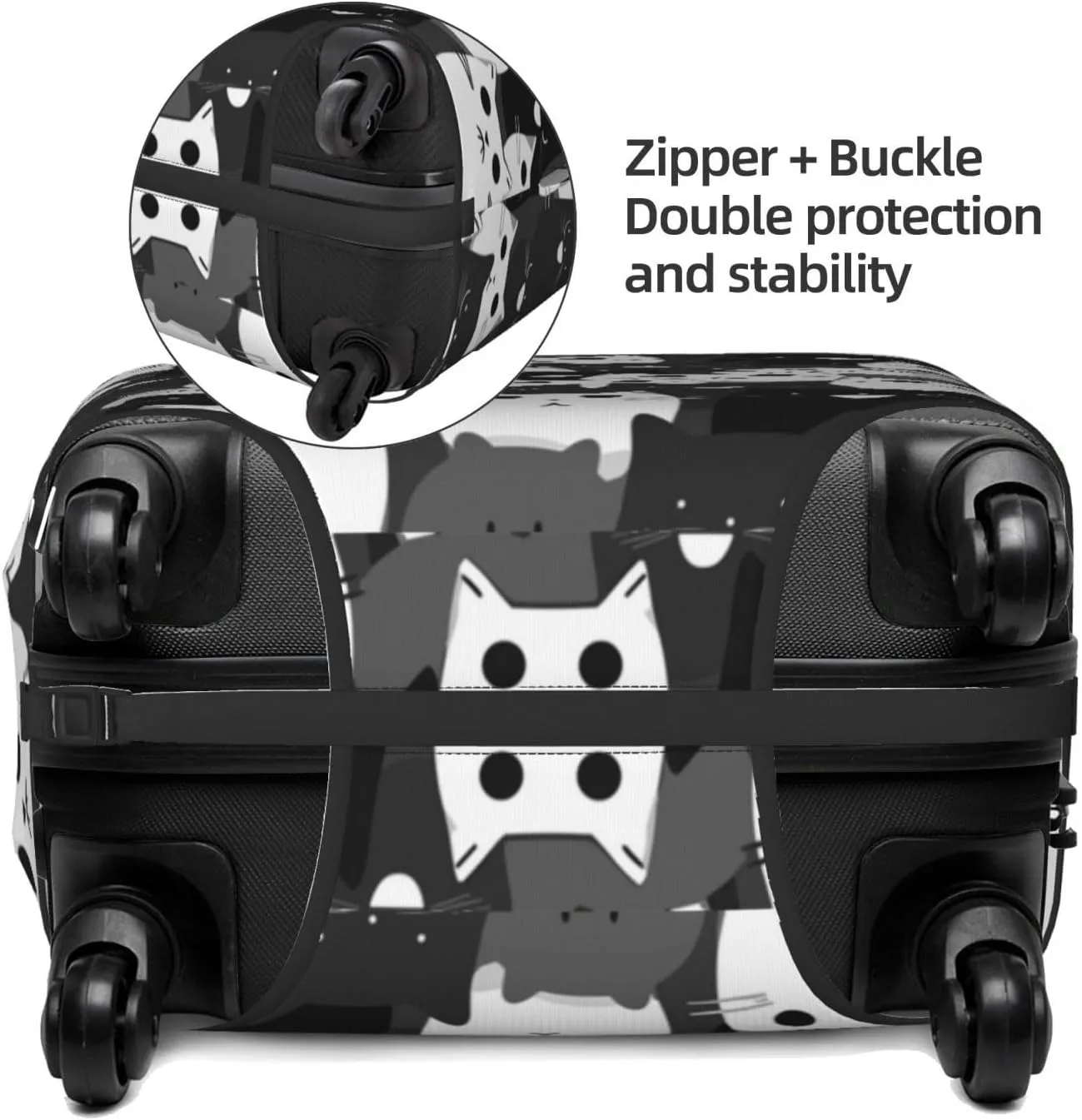 Travel Luggage Cover,Cat Black White Suitcase Protector Protector Spandex Anti-Scratch Washable, Suitcase Cover For Wheeled Suitcase Kid Adult Travel Baggage Accessories,X-Large