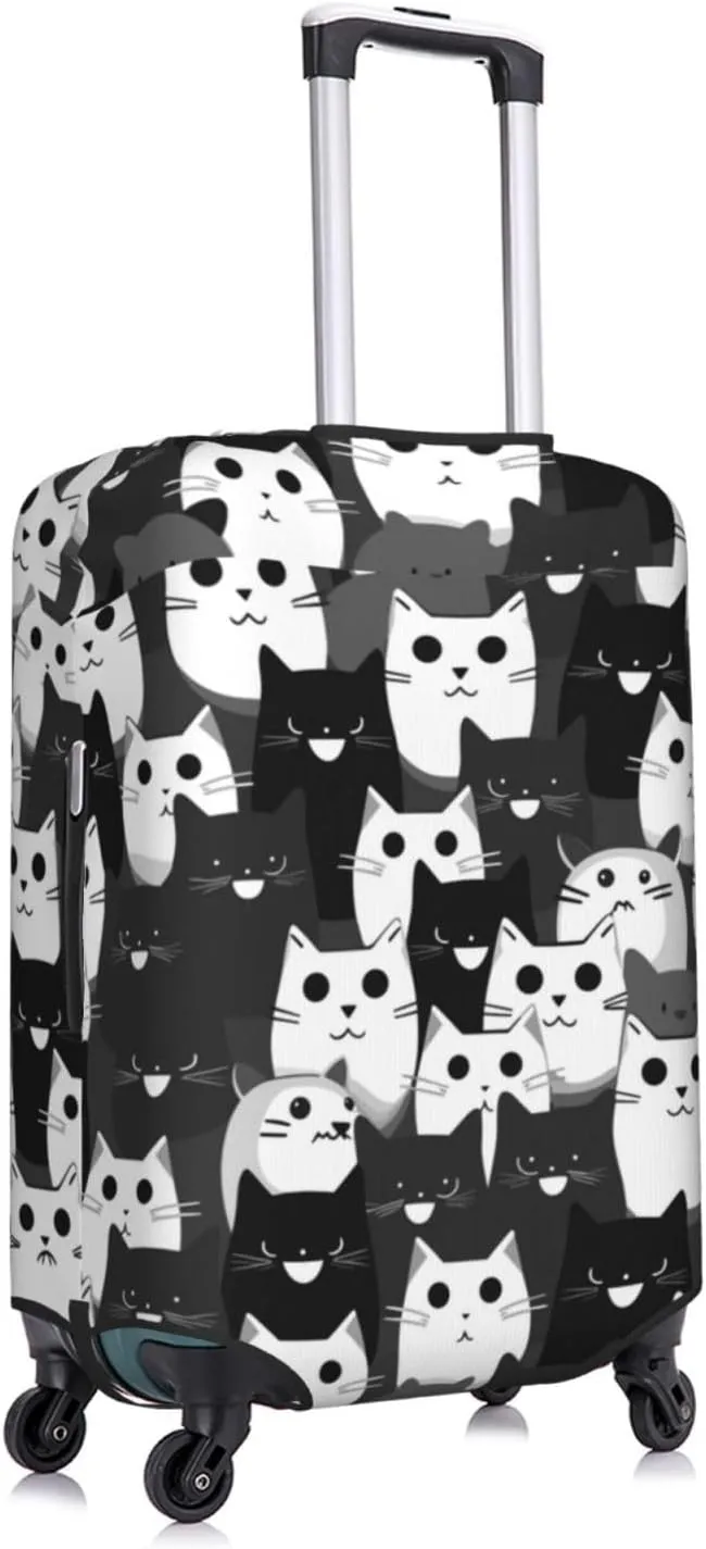 Travel Luggage Cover,Cat Black White Suitcase Protector Protector Spandex Anti-Scratch Washable, Suitcase Cover For Wheeled Suitcase Kid Adult Travel Baggage Accessories,X-Large