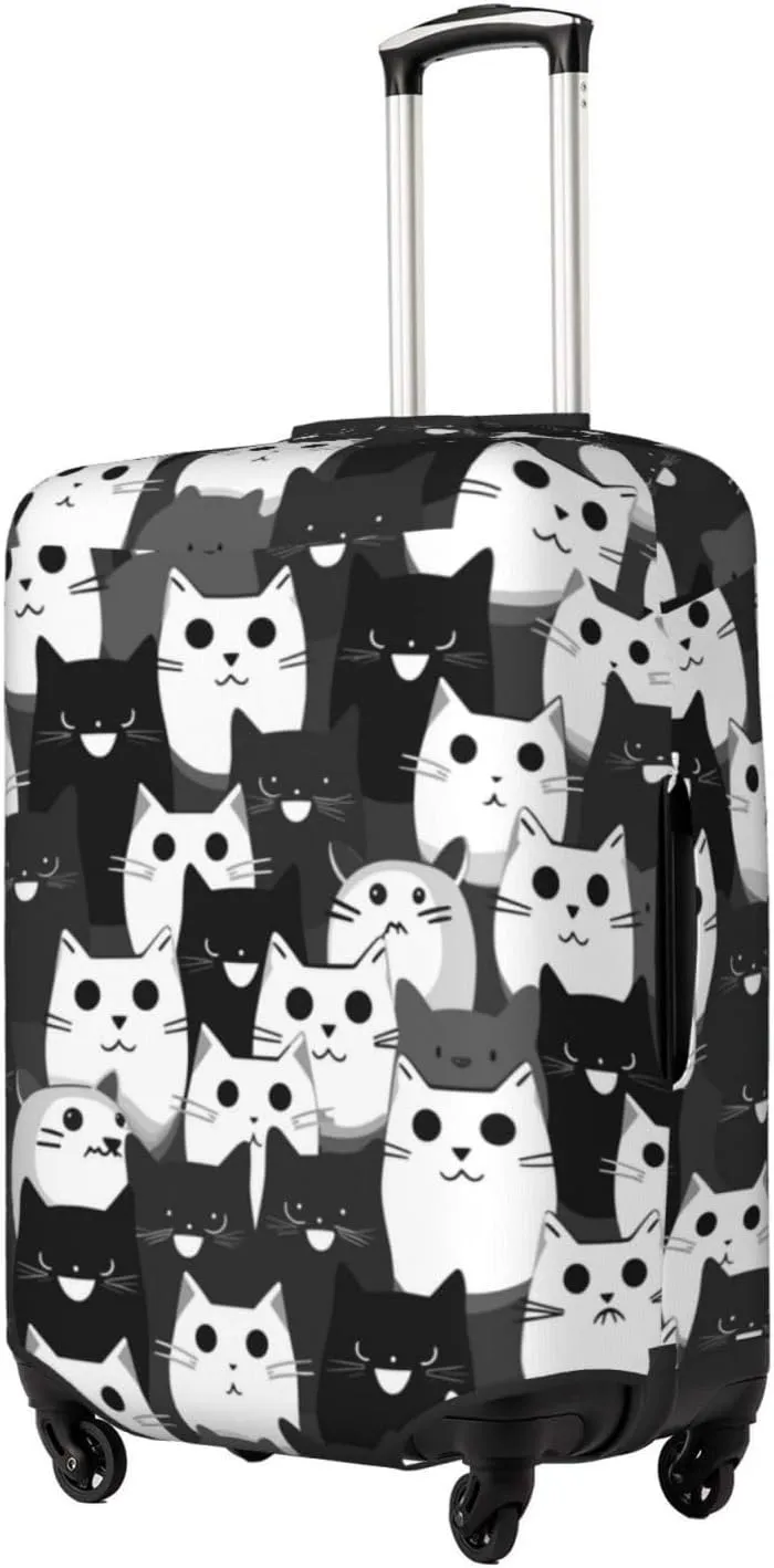 Travel Luggage Cover,Cat Black White Suitcase Protector Protector Spandex Anti-Scratch Washable, Suitcase Cover For Wheeled Suitcase Kid Adult Travel Baggage Accessories,X-Large