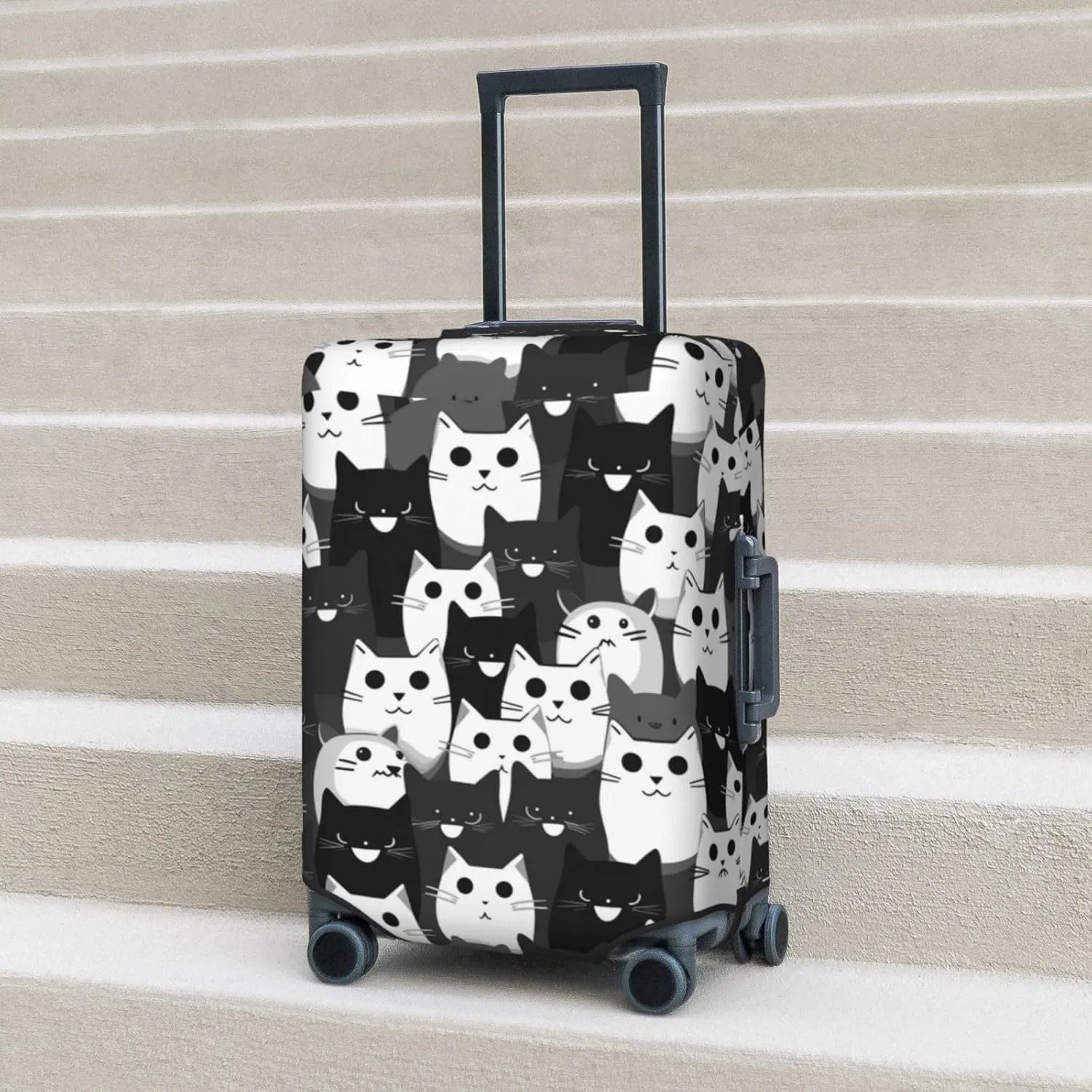 Travel Luggage Cover,Cat Black White Suitcase Protector Protector Spandex Anti-Scratch Washable, Suitcase Cover For Wheeled Suitcase Kid Adult Travel Baggage Accessories,X-Large