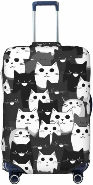 Travel Luggage Cover,Cat Black White Suitcase Protector Protector Spandex Anti-Scratch Washable, Suitcase Cover For Wheeled Suitcase Kid Adult Travel Baggage Accessories,X-Large