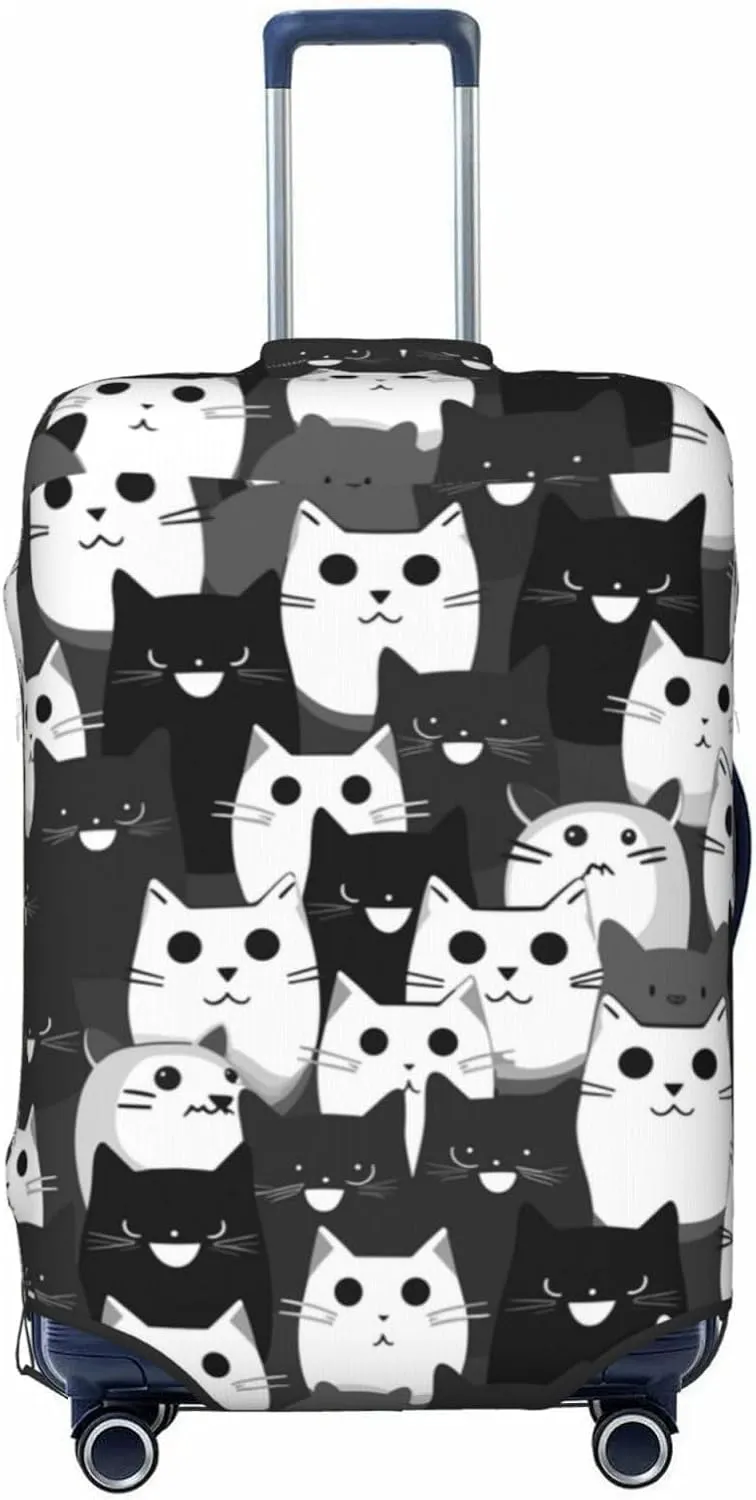 Travel Luggage Cover,Cat Black White Suitcase Protector Protector Spandex Anti-Scratch Washable, Suitcase Cover For Wheeled Suitcase Kid Adult Travel Baggage Accessories,X-Large