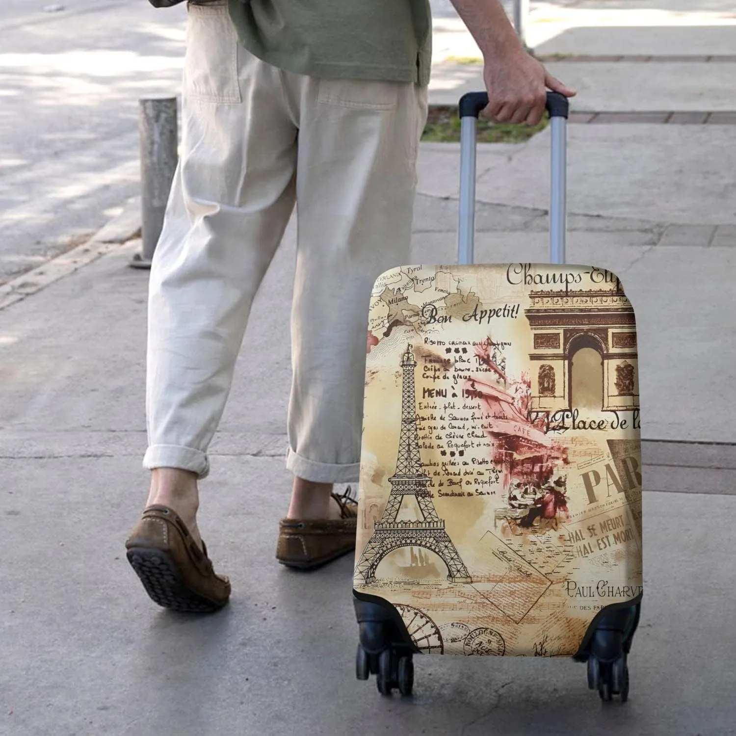 Trendy Eiffel Tower Travel Luggage Cover Suitcase Protector Luggage Cover Fit 29-32 Inch Luggage