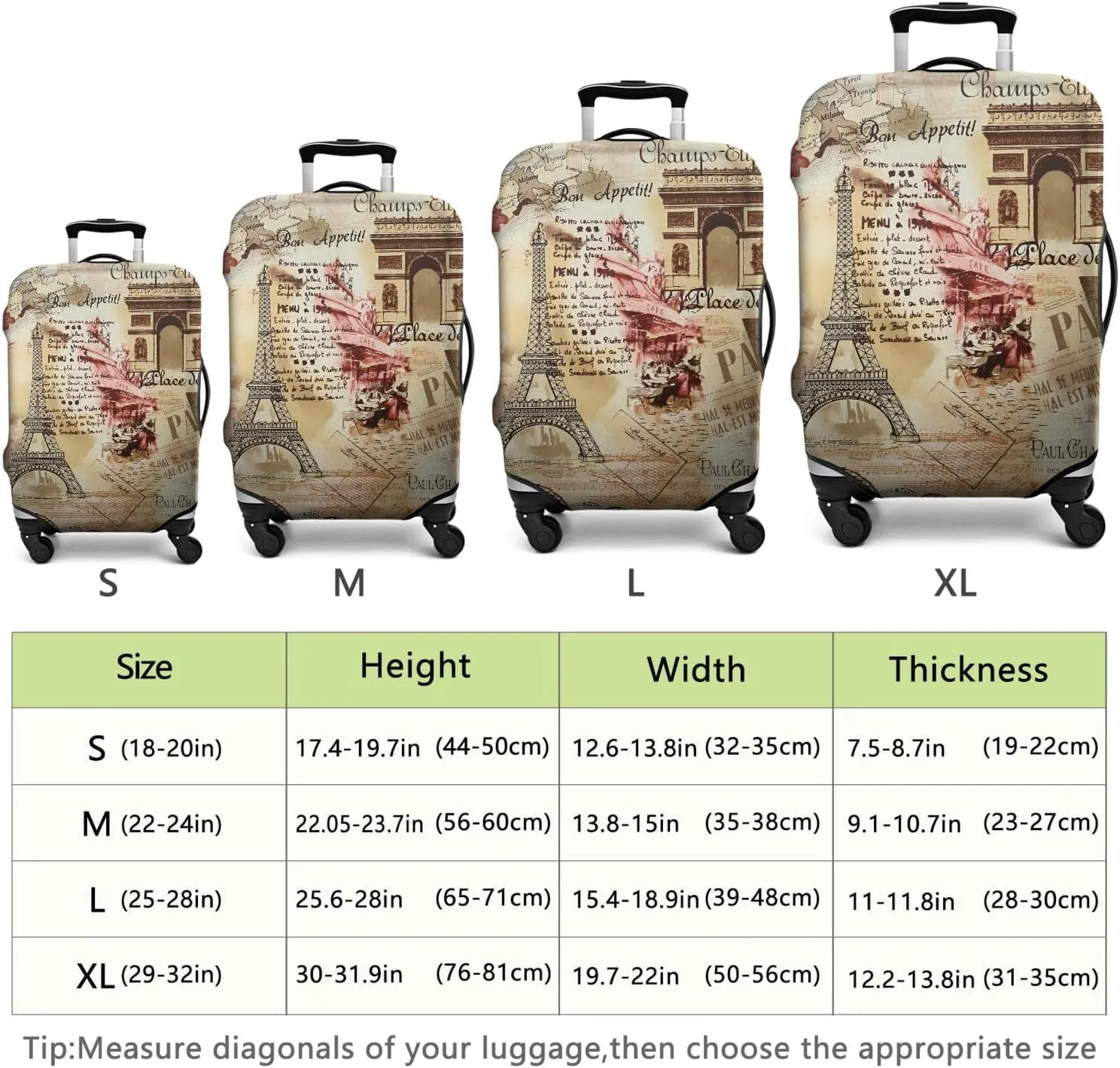 Trendy Eiffel Tower Travel Luggage Cover Suitcase Protector Luggage Cover Fit 29-32 Inch Luggage