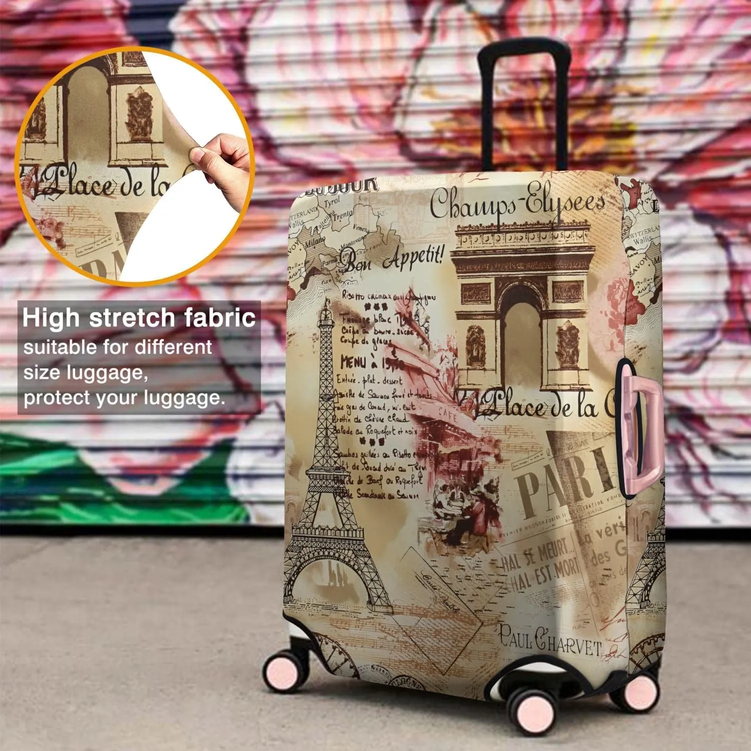 Trendy Eiffel Tower Travel Luggage Cover Suitcase Protector Luggage Cover Fit 29-32 Inch Luggage