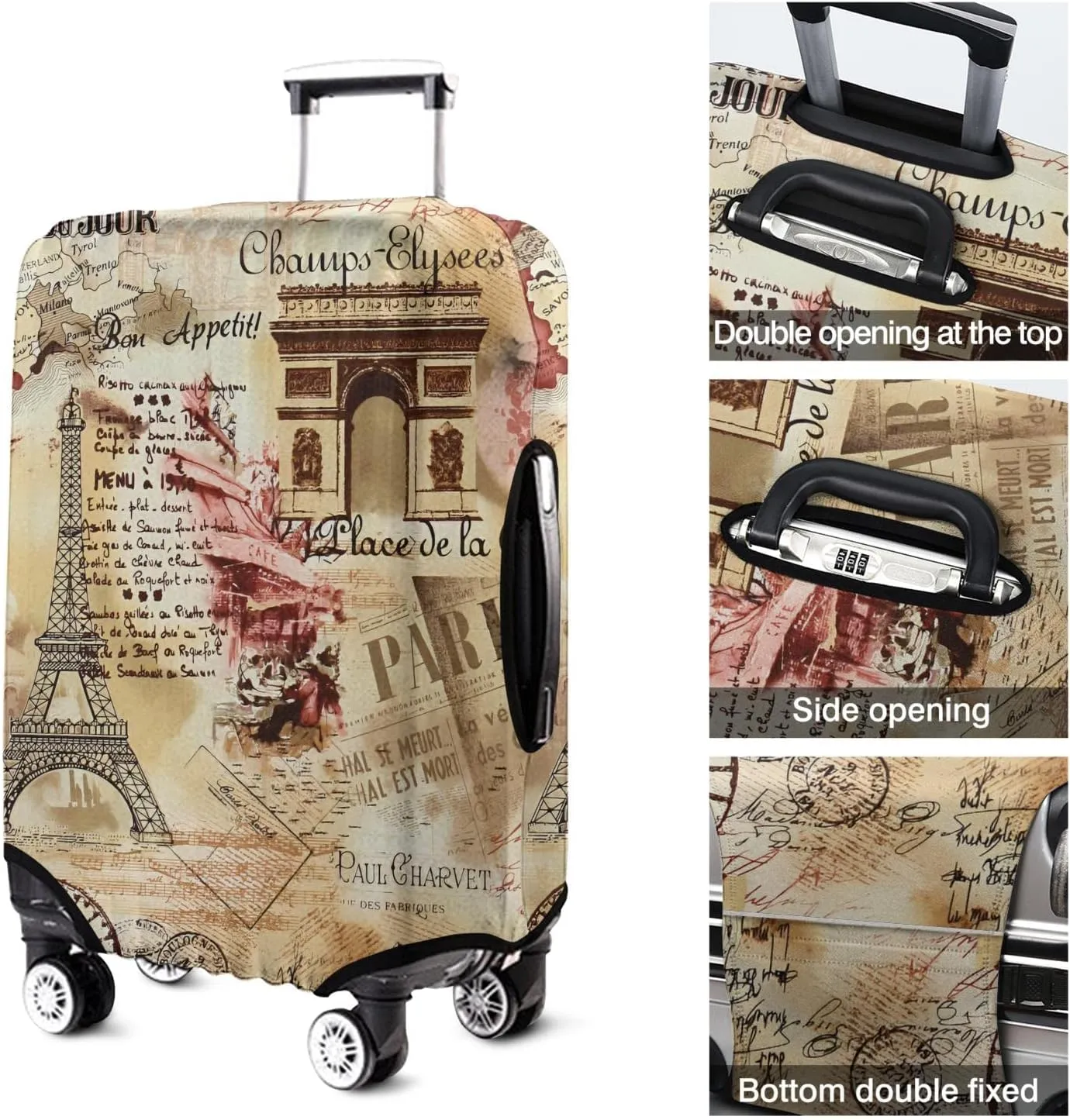 Trendy Eiffel Tower Travel Luggage Cover Suitcase Protector Luggage Cover Fit 29-32 Inch Luggage