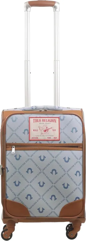 True Religion 23" Rolling Luggage, Soft Sided Suitecases with Spinner Wheels, Denim, 23 Inch
