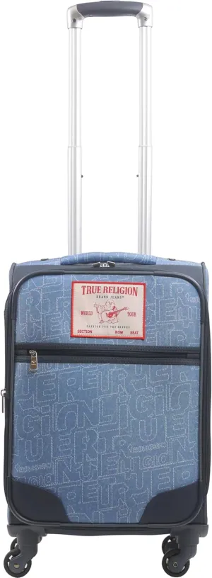 True Religion 23" Rolling Luggage, Softshell Suitcase with Spinner Wheels, Denim, 23 Inch