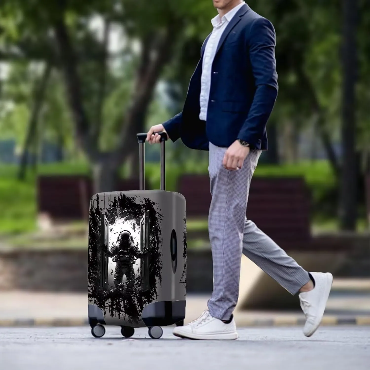 Uasibuni Cool Astronauts Pattern Luggage Cover Protector for Men & Boys Travel Luggage Cover Cute Luggage Protector Suitcase Cover