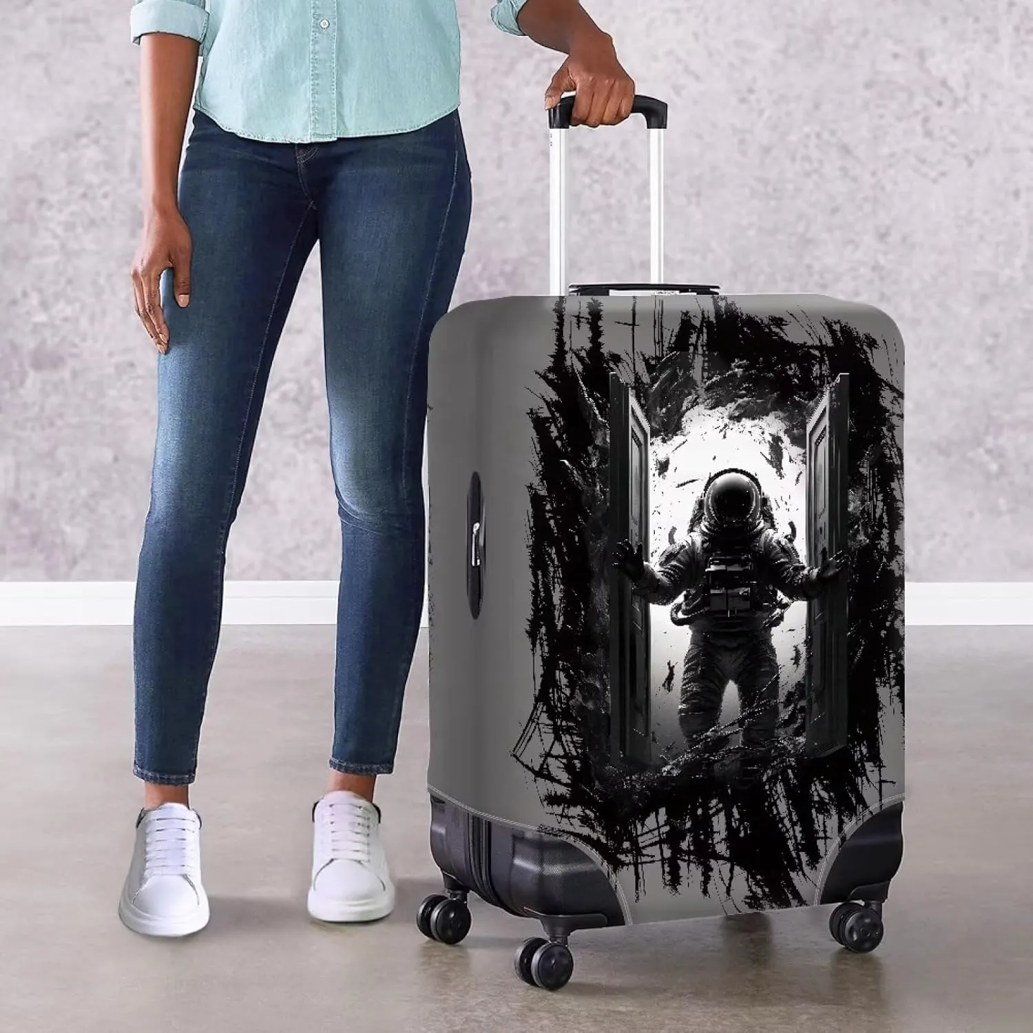 Uasibuni Cool Astronauts Pattern Luggage Cover Protector for Men & Boys Travel Luggage Cover Cute Luggage Protector Suitcase Cover