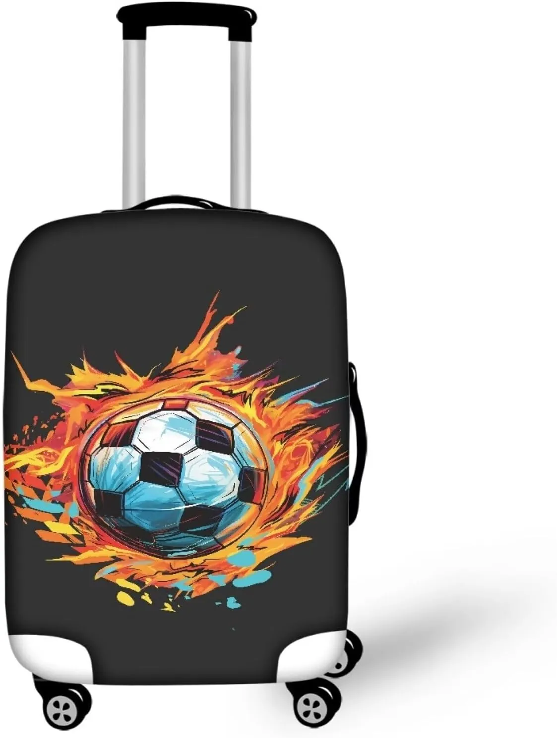 Uasibuni Personalized Luggage Cover with Fire Soccer Pattern,Cute Cover for Luggage Suitcase Cover for Men