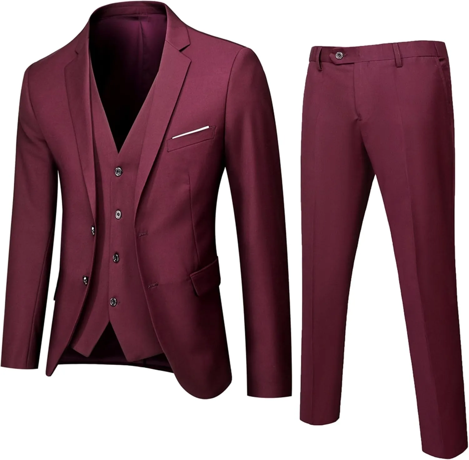 UNINUKOO Men Suits Slim Fit Dress 3 Piece 2 Button Wedding Formal Business Tuxedo Suit Jacket Pants Vest Set