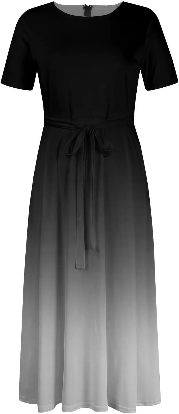 UQRZAU Women's Dresses, Spring Dress for Women 2024 Trendy Plus Size Summer/Fall Short Sleeve with Pockets Dress, XL, 5XL