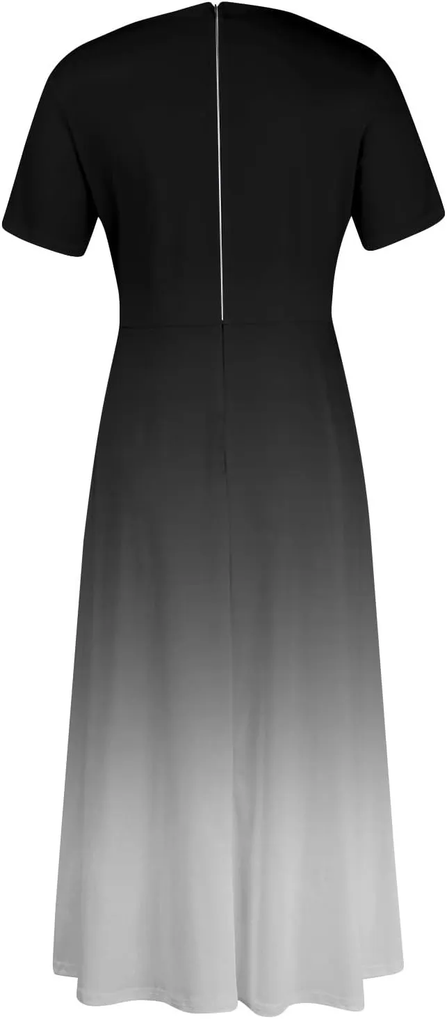 UQRZAU Women's Dresses, Spring Dress for Women 2024 Trendy Plus Size Summer/Fall Short Sleeve with Pockets Dress, XL, 5XL