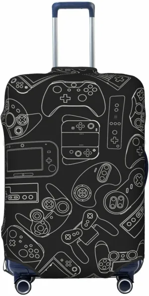 Video Game Controller Pattern Luggage Suitcase Covers Elastic Washable Gaming Gadgets Luggage Protector Travel Suitcase Protective Cover For Kid And Adult, M (Fit 22-24 Inch Luggage)