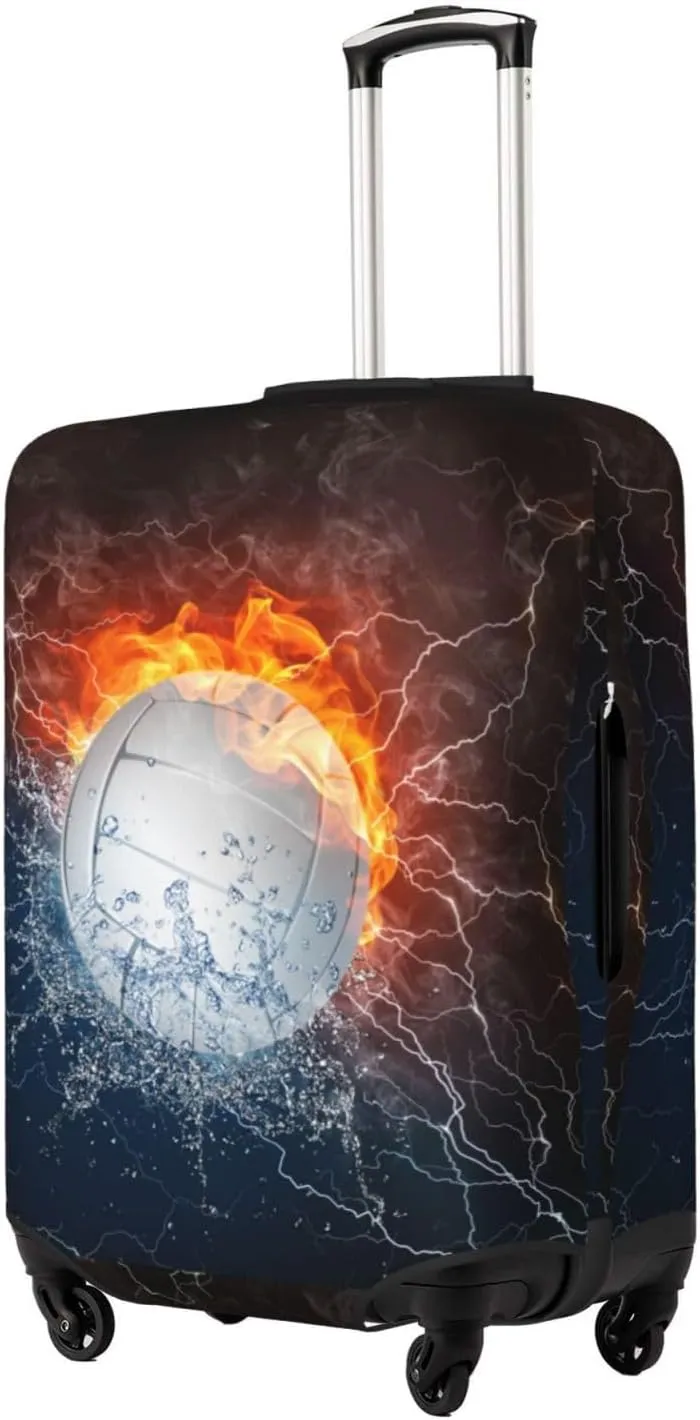 Volleyball In The Water And Fire Luggage Suitcase Covers Elastic Washable Volleyball Player Luggage Protector Travel Suitcase Protective Cover For Kid And Adult, M (Fit 22-24 Inch Luggage)