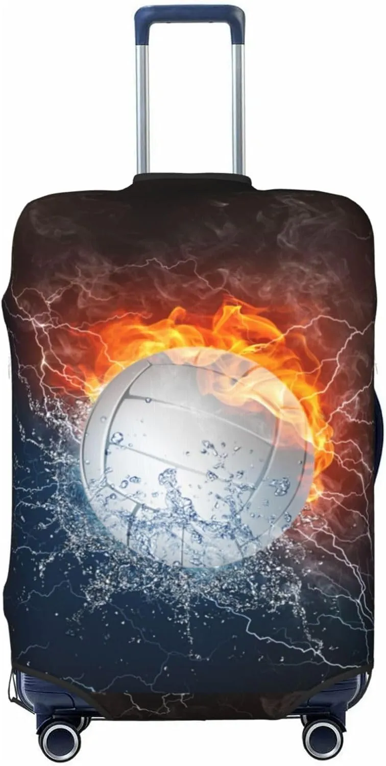 Volleyball In The Water And Fire Luggage Suitcase Covers Elastic Washable Volleyball Player Luggage Protector Travel Suitcase Protective Cover For Kid And Adult, M (Fit 22-24 Inch Luggage)