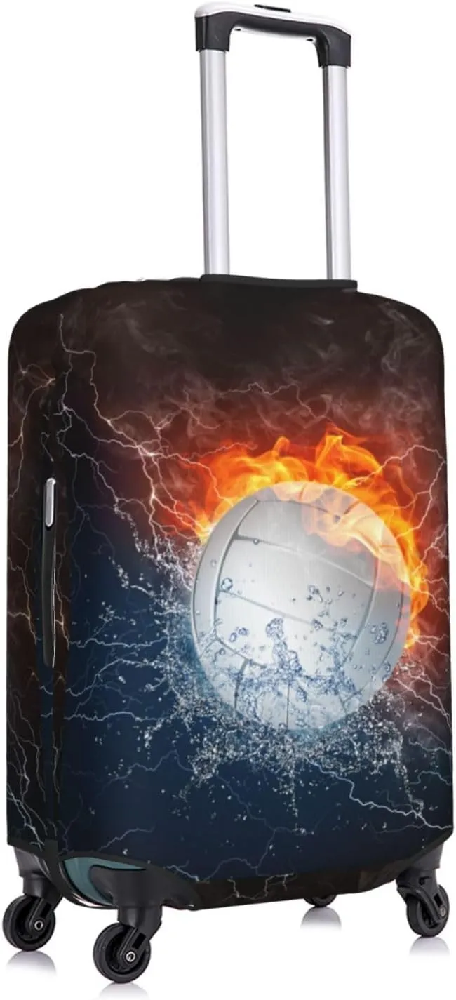 Volleyball In The Water And Fire Luggage Suitcase Covers Elastic Washable Volleyball Player Luggage Protector Travel Suitcase Protective Cover For Kid And Adult, M (Fit 22-24 Inch Luggage)