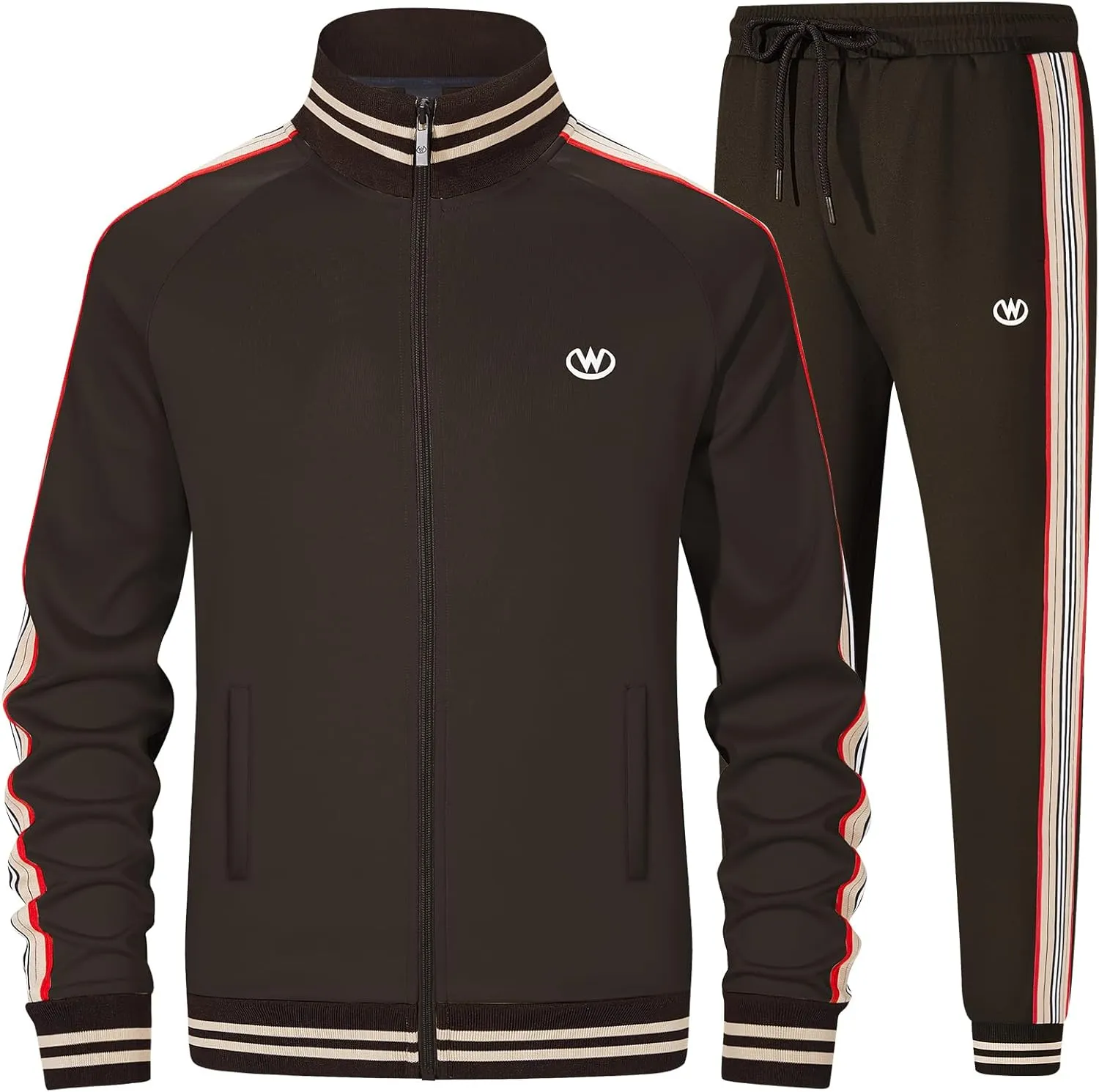 W JIANWANG Track Suits for Men Set Jogging Tracksuit Mens Sweatsuits Workout Running Sports Jogger Sweat Suits Outfits