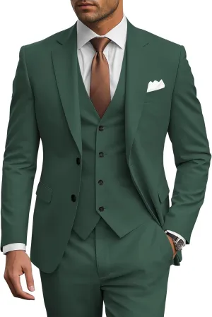 Wangyue Men's Suits 3 Piece Slim Fit Wedding Suits for Men Two Button Jacket Vest Pants Set Prom Dinner