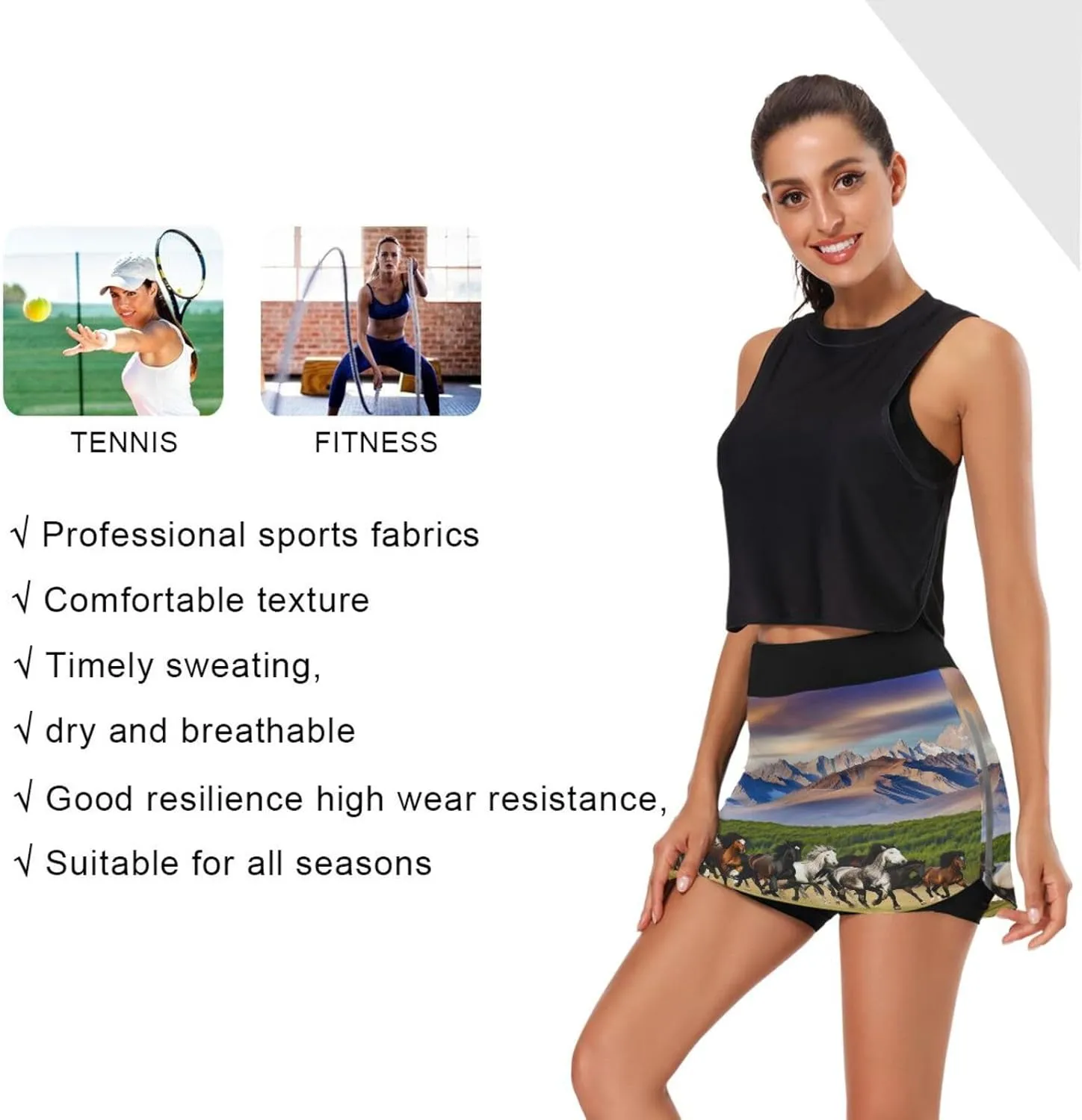 Wildflowers Botanical Ladies Skorts with Pockets High Waisted Womens Tennis Shorts, Mini Skirt