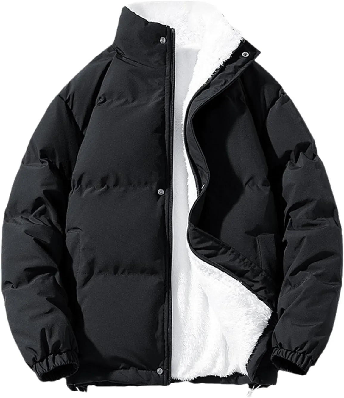 Winter Jacket Women Zipped Thick Warm Streetwear Lined Fleece Cotton Padded Parka Fluffy Coat Loose Plush