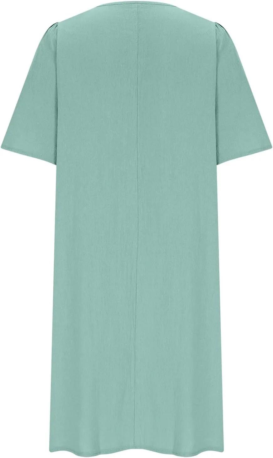 Wome Wrap V Neck Pleated Mini Dress Summer Cotton Linen Short Sleeve Casual T Shirt Dresses Solid Trendy Beach Vacation Dress