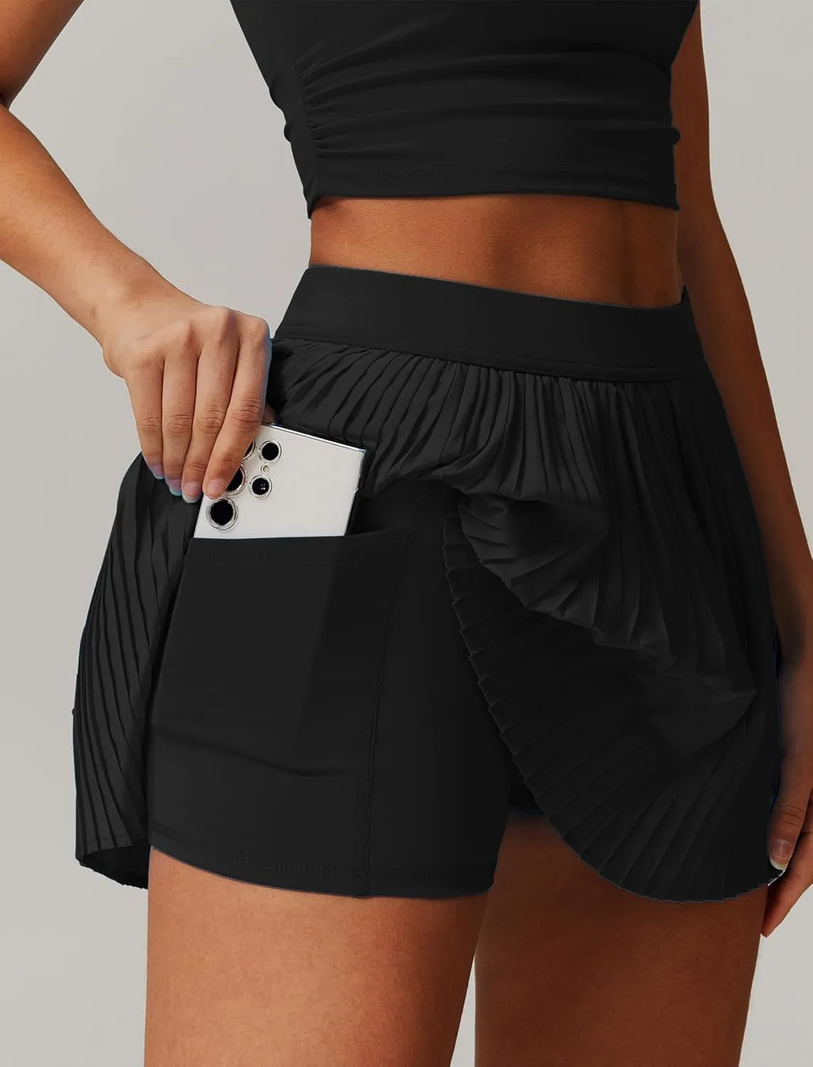Women 2 Piece Tennis Dress Square Neck Tank Top with High Waisted Pleated Workout Skorts Skirt Set Yoga Golf Outfits