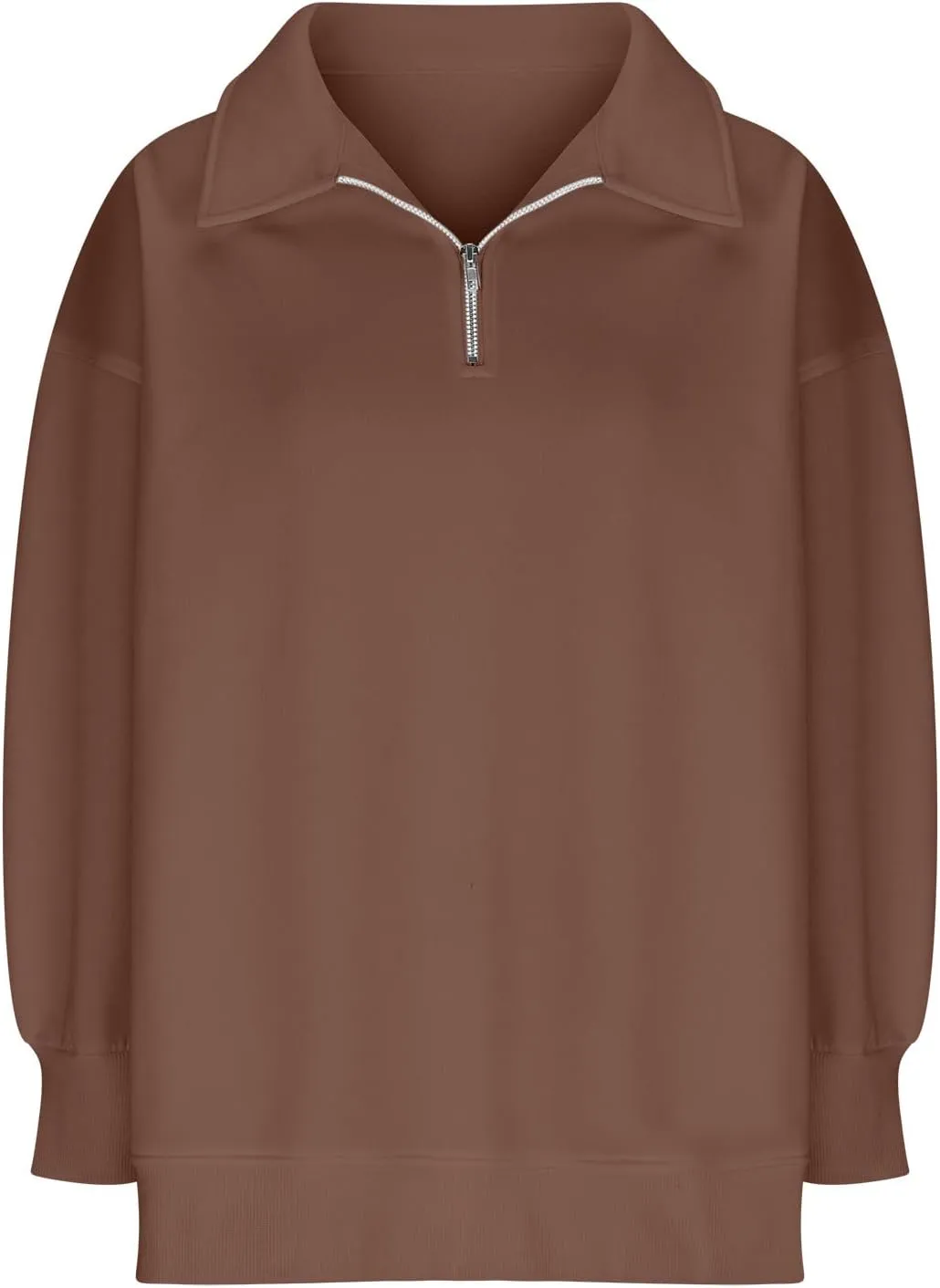 Women Casual Half Zip Oversized Sweatshirts Long Sleeve Plain Collared Hoodie Drop Shoulder Fleece Fall Pullover