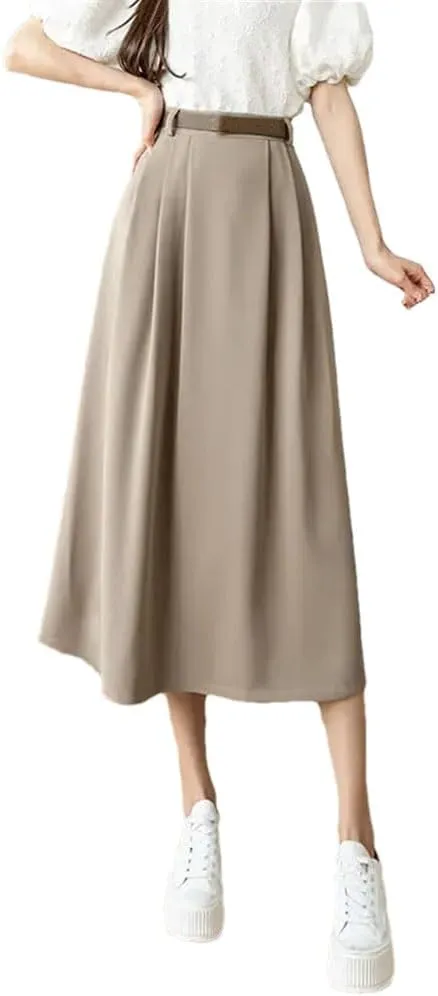 Women High Elastic Waist Pleated Chiffon Skirt A-Line Skirts Women's High Waisted Skirt