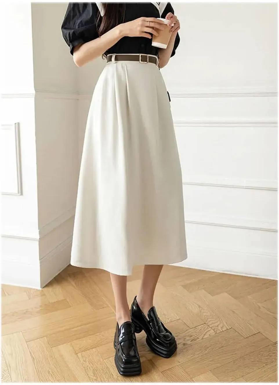 Women High Elastic Waist Pleated Chiffon Skirt A-Line Skirts Women's High Waisted Skirt