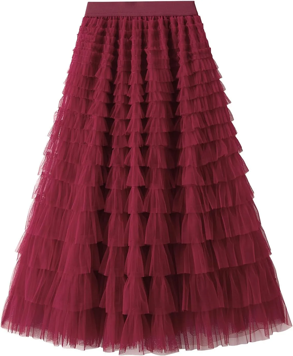 Women Mesh Tutu Maxi Skirts Sequin Glitter Layered Elastic High Waist A-Line Swing Skirts Y2k Party Streetwear