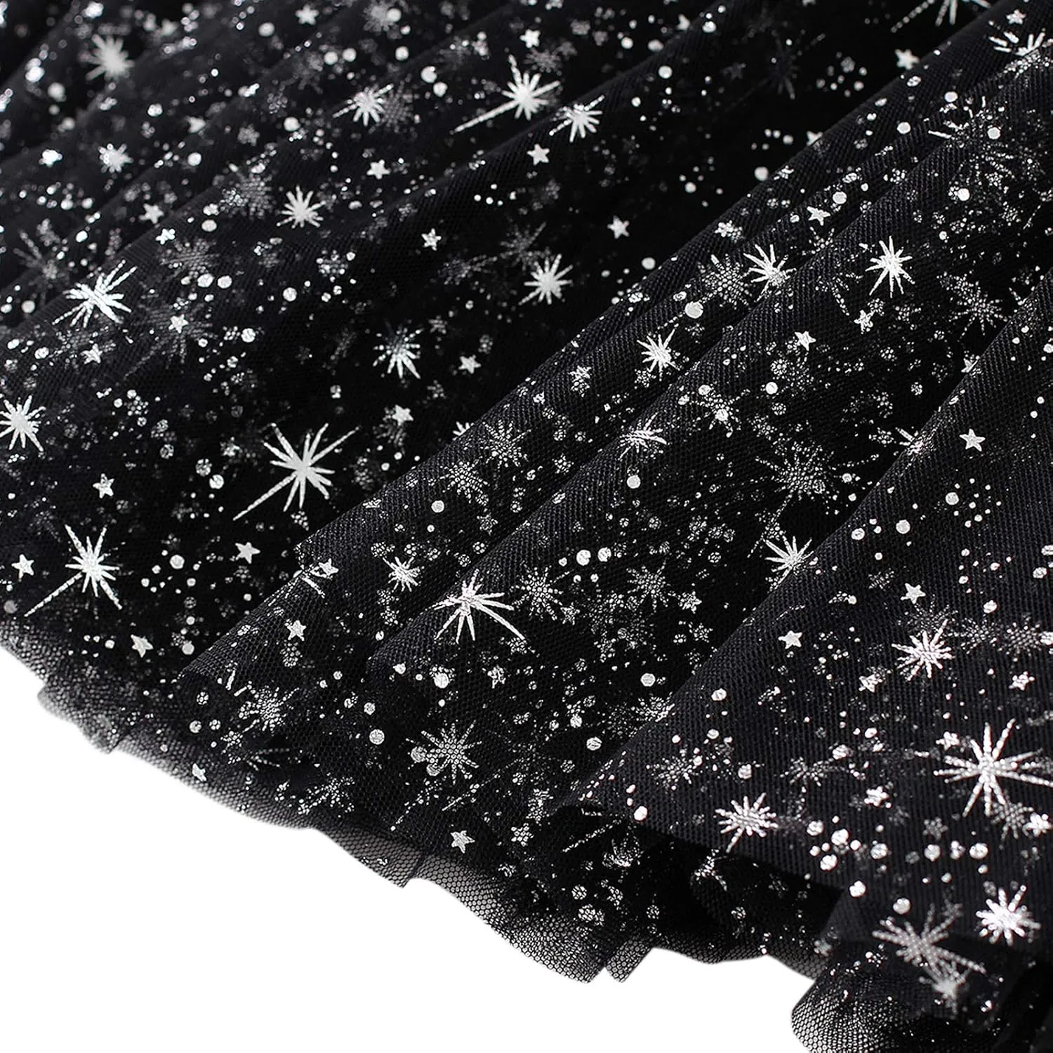 Women Mesh Tutu Maxi Skirts Sequin Glitter Layered Elastic High Waist A-Line Swing Skirts Y2k Party Streetwear
