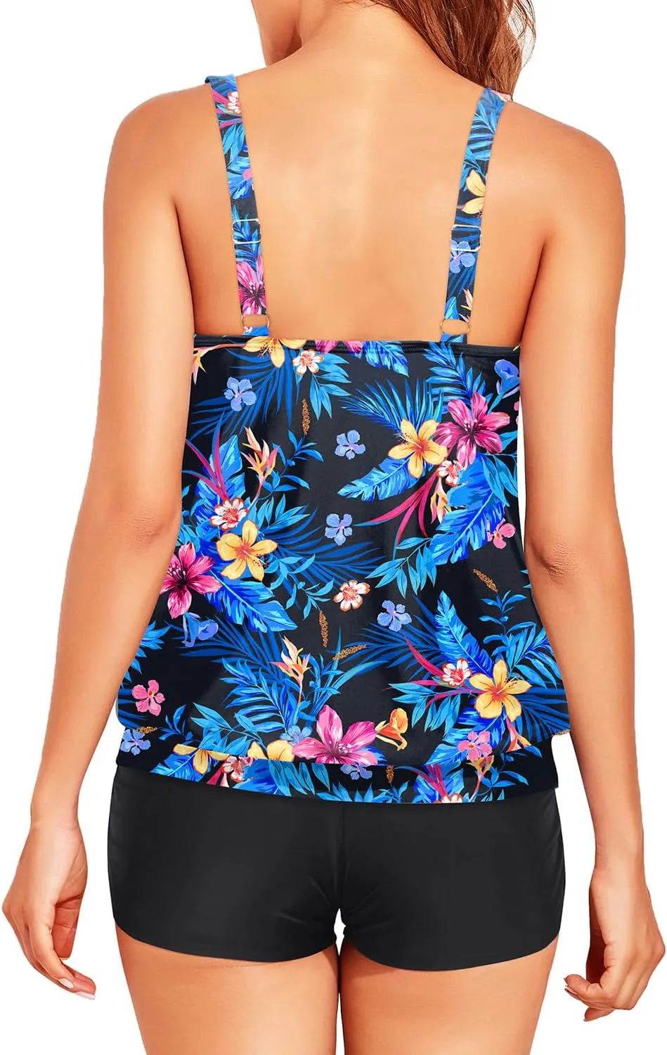 Women Two Piece Tankini Swimsuits - Tummy Control Bathing Suits Top with Shorts 2025 Blouson Swimwear
