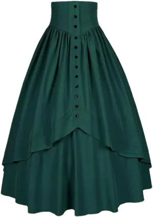 Women Vintage High Waist Pleated Skirt Solid Color Casual Skirt Women Midi Skirts