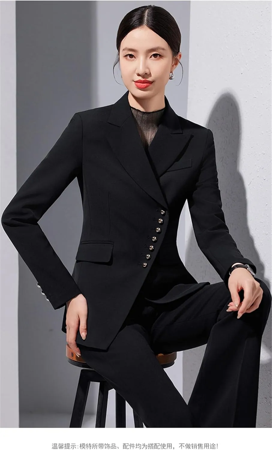 Women's 2 Piece Suit Set Single Breasted Office Ladies Work Wear Blazer Jacket and Pants