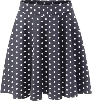 Womens A Line Midi Skirt Flared High Waist Skirts Polka Dot Pleated Ruffle Hem Vintage Mini Skirt for Women Dress