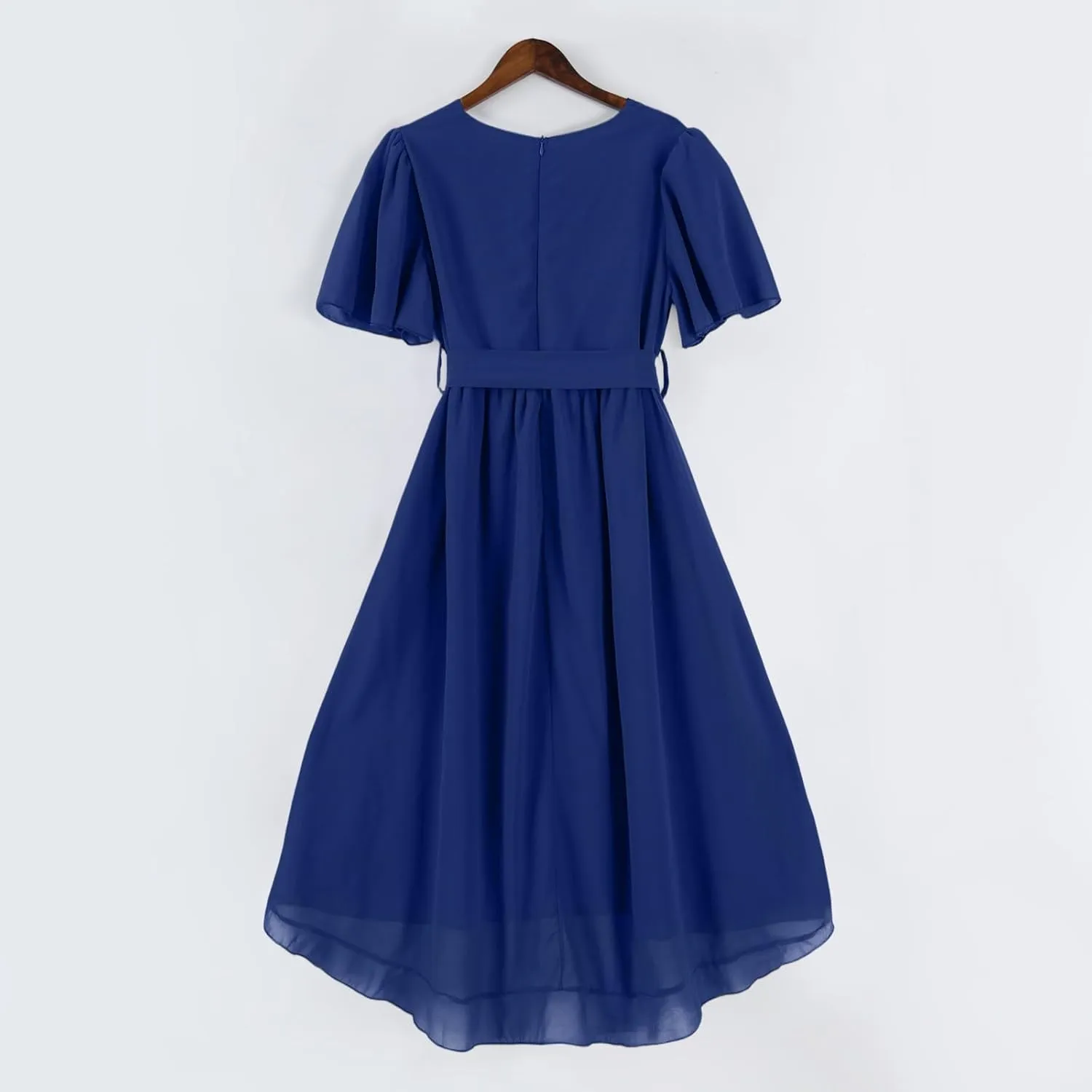 Womens Boho Floral Printed Chiffon Dresses 2025 Spring Elegant V Neck Belted Summer Wedding Prom Cocktail Midi Dress