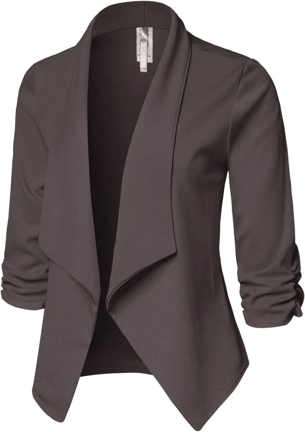 Women's Casual 3/4 Sleeve Office Work Open Front Blazer Cardigan Jacket (S-3XL)