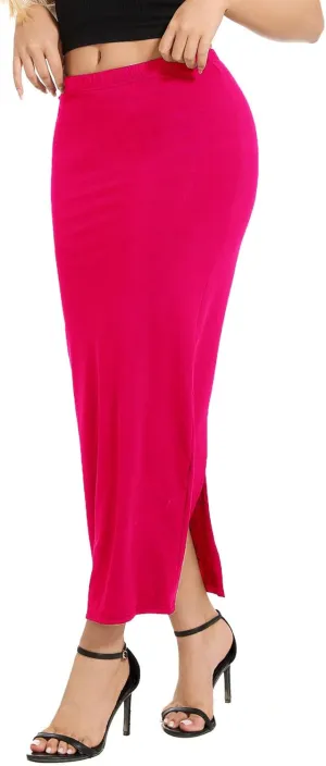 Women's Casual Back Split Maxi Skirts High Waist Leopard Print Bodycon Pencil Long Skirt