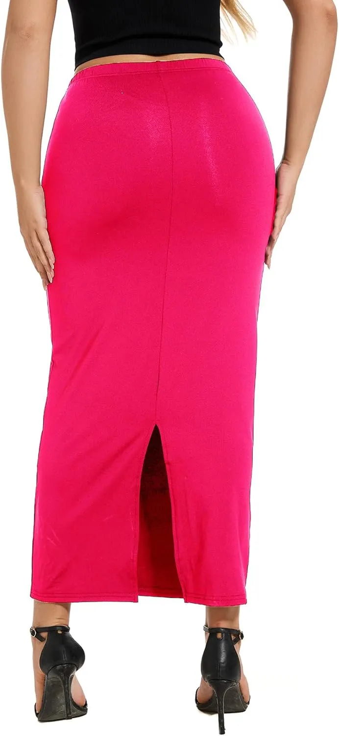 Women's Casual Back Split Maxi Skirts High Waist Leopard Print Bodycon Pencil Long Skirt