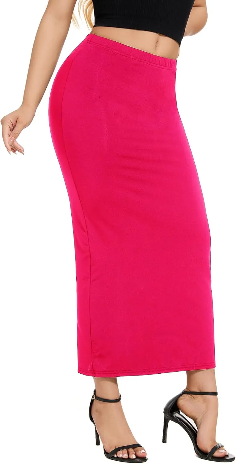 Women's Casual Back Split Maxi Skirts High Waist Leopard Print Bodycon Pencil Long Skirt