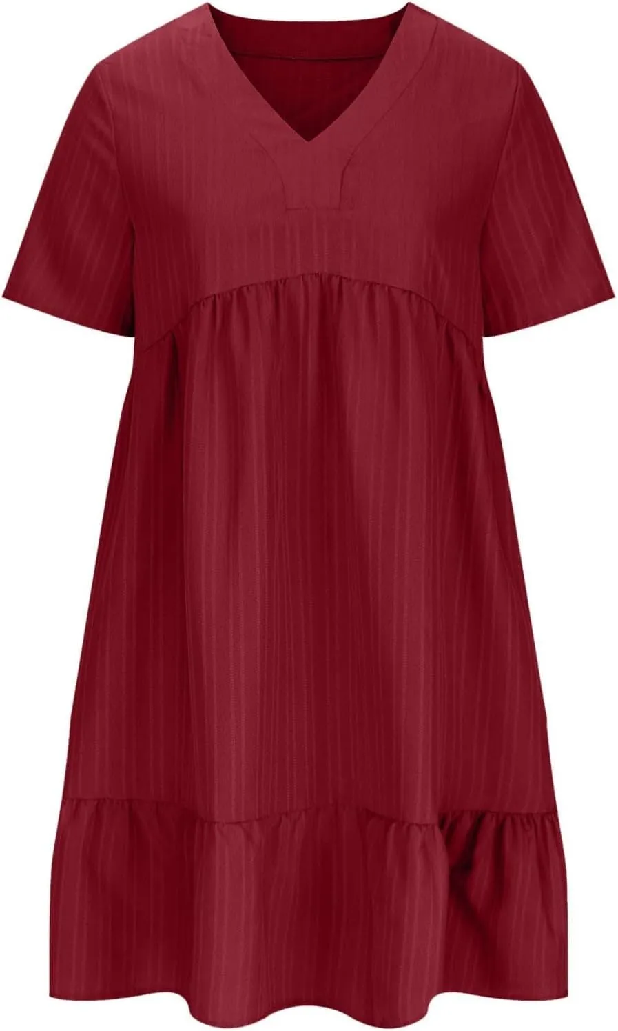 Women's Cotton Linen Short Sleeve Casual V Neck Mini Dress A Line Loose Pleated Flowy Dresses Beach Vacation Outfits