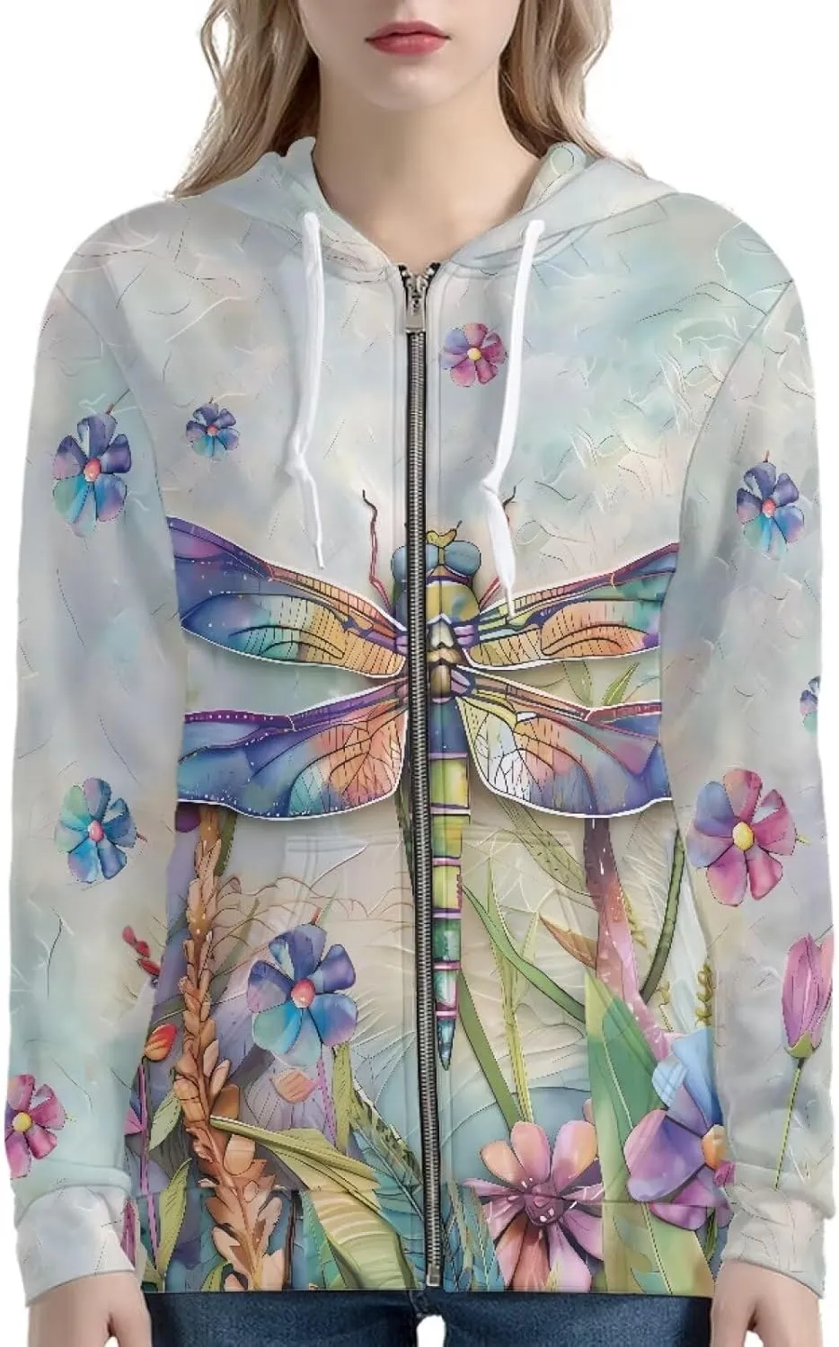 Women's Fall Full Zip Up Hoodie Long Sleeve Oversized Hooded Sweatshirts Pockets Jacket Coat