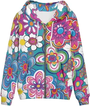 Women's Fall Full Zip Up Hoodie Long Sleeve Oversized Hooded Sweatshirts Pockets Jacket Coat