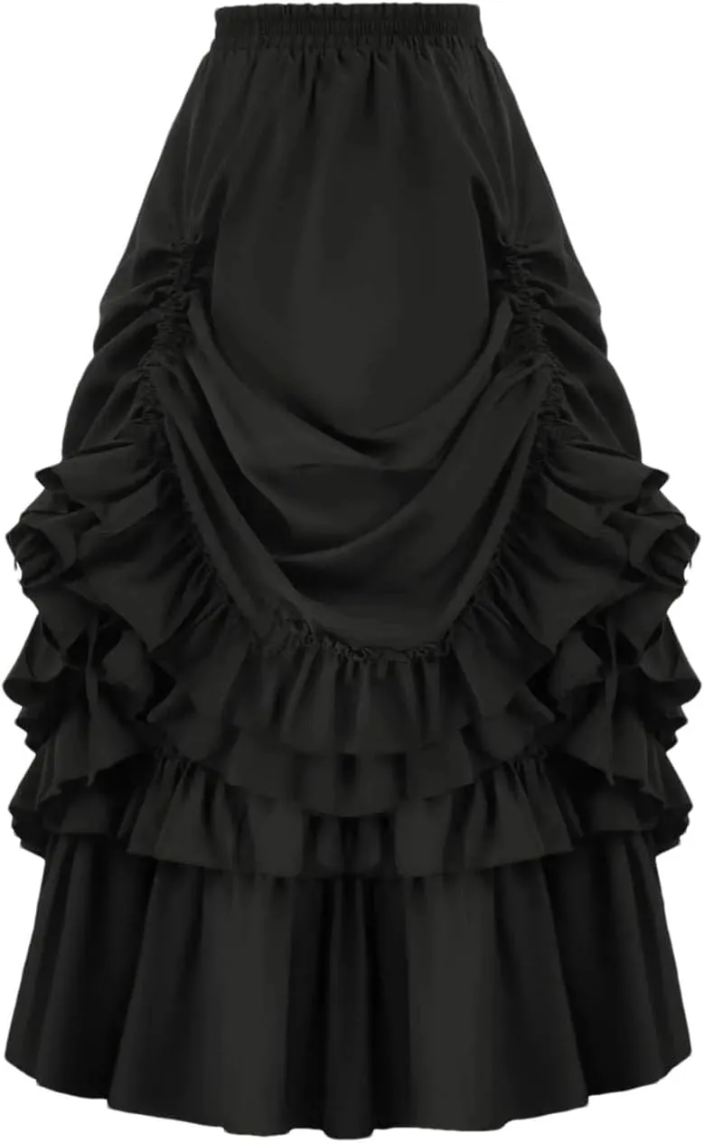 Women's High Waist A-Line Skirt Multilayer Pleated Party Long Skirt Women Casual Midi Skirt